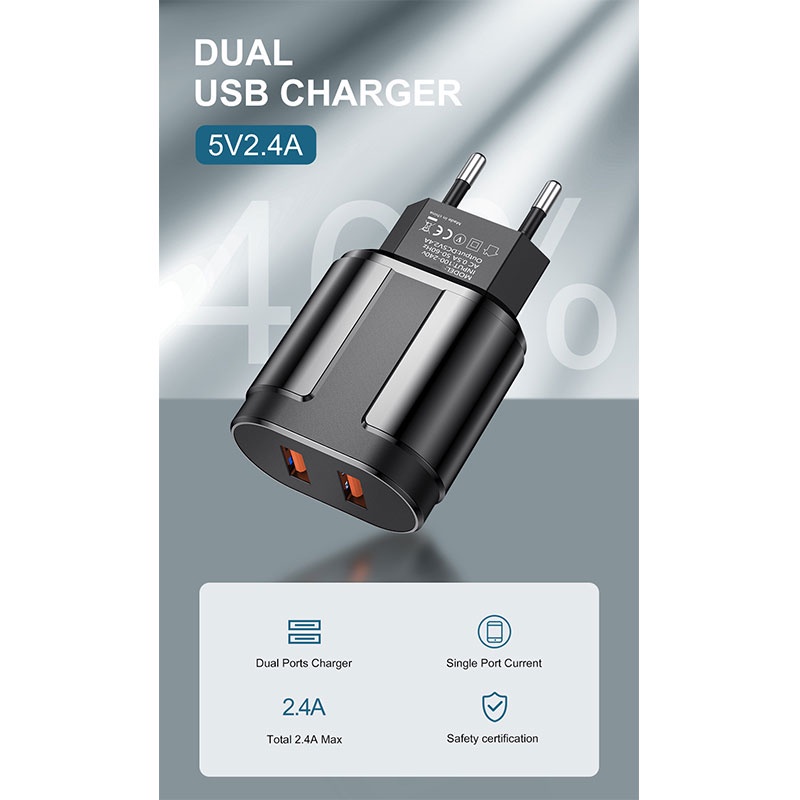 Pengisi Daya Adaptor Pengisi Daya Qualcomm 2.4A Cepat Asli-Won