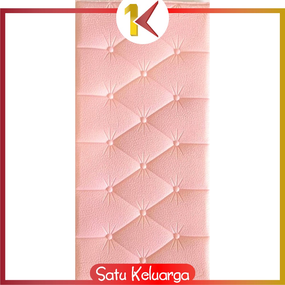 SK-C119 Wallpaper 3D Foam Headboard Bed Wall Stiker Wallfoam Dinding 3D Walpaper Foam Dekorasi Rumah-Pink Muda