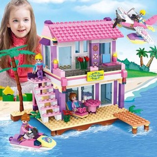  Mainan  Balok  Bangun susun Model Lego  Bentuk Villa Princess 