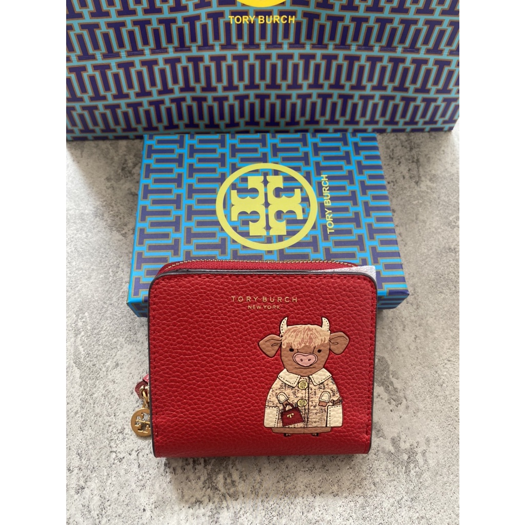 DOMPET WALLET TORY BURCH OZZIE THE OX SMALL MINI WALLET IN RED