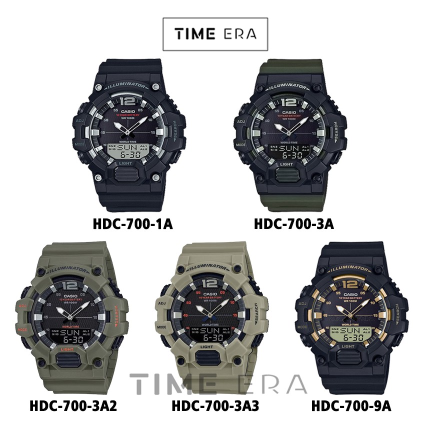 Casio Original HDC-700-1A 3A 3A1 / HDC700-1A 3A2 9A Jam Tangan Pria Digital Karet