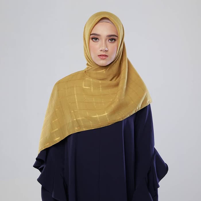 Zoya Kerudung Segi Empat - Haura Glitter Scarf Antique Gold
