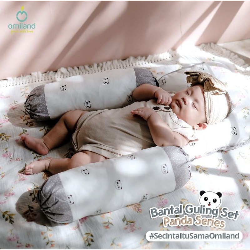 Omiland Bantal Guling Bayi Set / Set Peang Panda Series Bahan Halus Tidak Berbulu - OWB 1142 1143