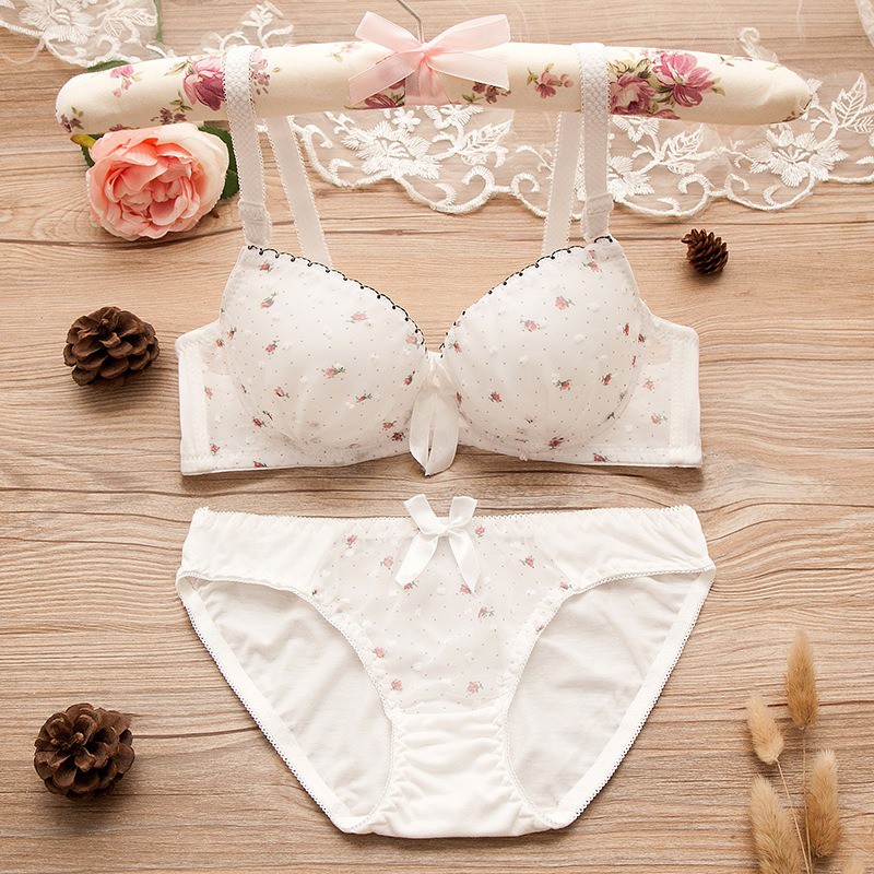 TERMURAH Set Bra / BH cewek wanita bahan import korea seksi KR015 premium motif bunga