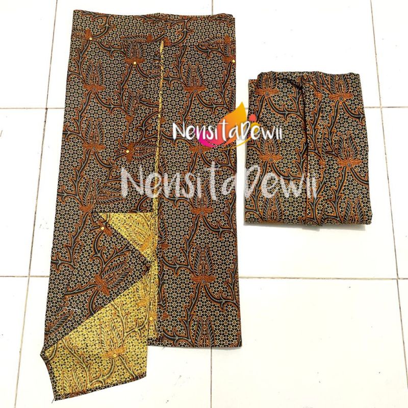 Sepasang Jarik Instan Sunda / Cewek + Sapit Urang, Motif Truntum Hijau