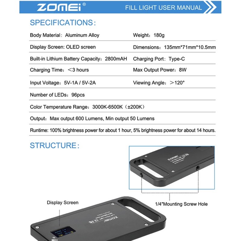 Zomei Red LED Lights Video for DSLR Camera Camcorder Lamp Photo Studio Lighting - SKU 1.008.0440