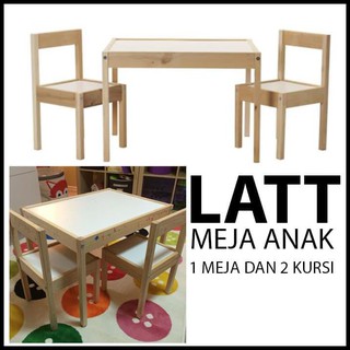 Latt Meja Anak Dengan 2 Kursi Kayu Pinus  Child Table Chair 