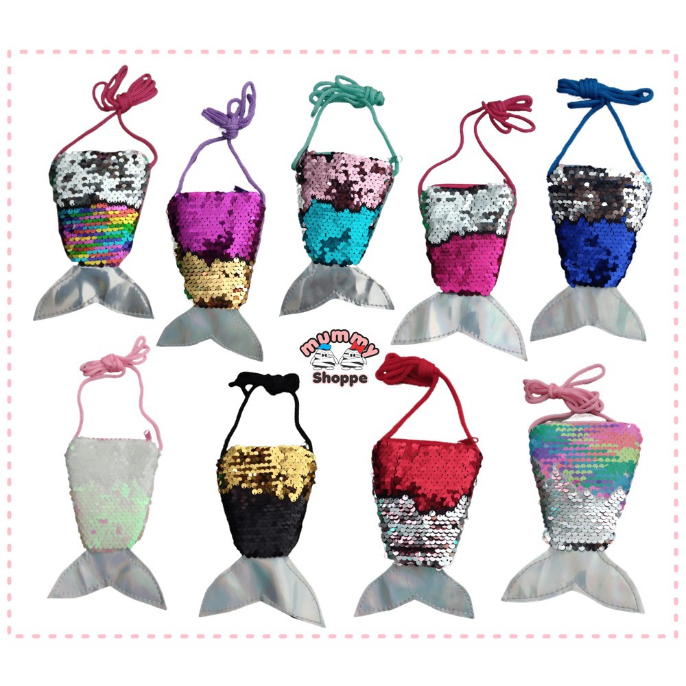 tas selempang koin anak model mermaid / tail sequins coin purse