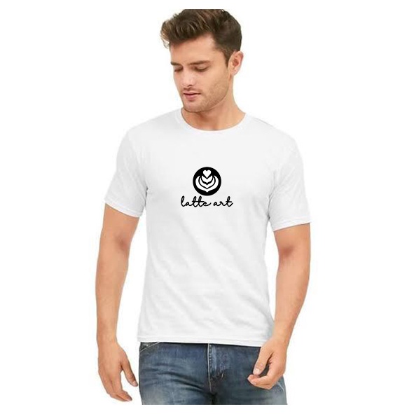 kaos Distro Kaos Pendek DTF Kaos Pendek Dewasa Digital Printing Kaos Pria Wanita LATTE ART 081
