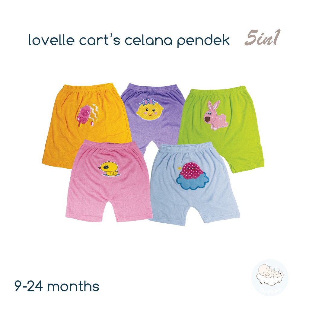 Lovelle cart's celana pendek bayi laki-laki/ bayi perempuan 5in1 (9-24 bulan) SNI!