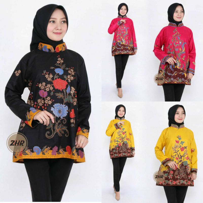 GROSIR TERLARIS BLOUSE BATIK MODERN KERAH SHANGHAI / BLOUSE UNGGUL JAYA