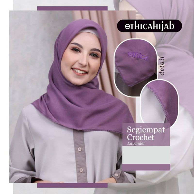 HIJAB SEGIEMPAT POLOS CROCHET || ETHICA