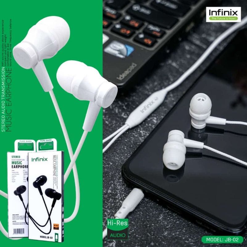 Headset INFINIX JB-02 Pure Bass Handsfree INFINIX JB02 PureBass Earphone INFINIX JB-02 Pure Bass