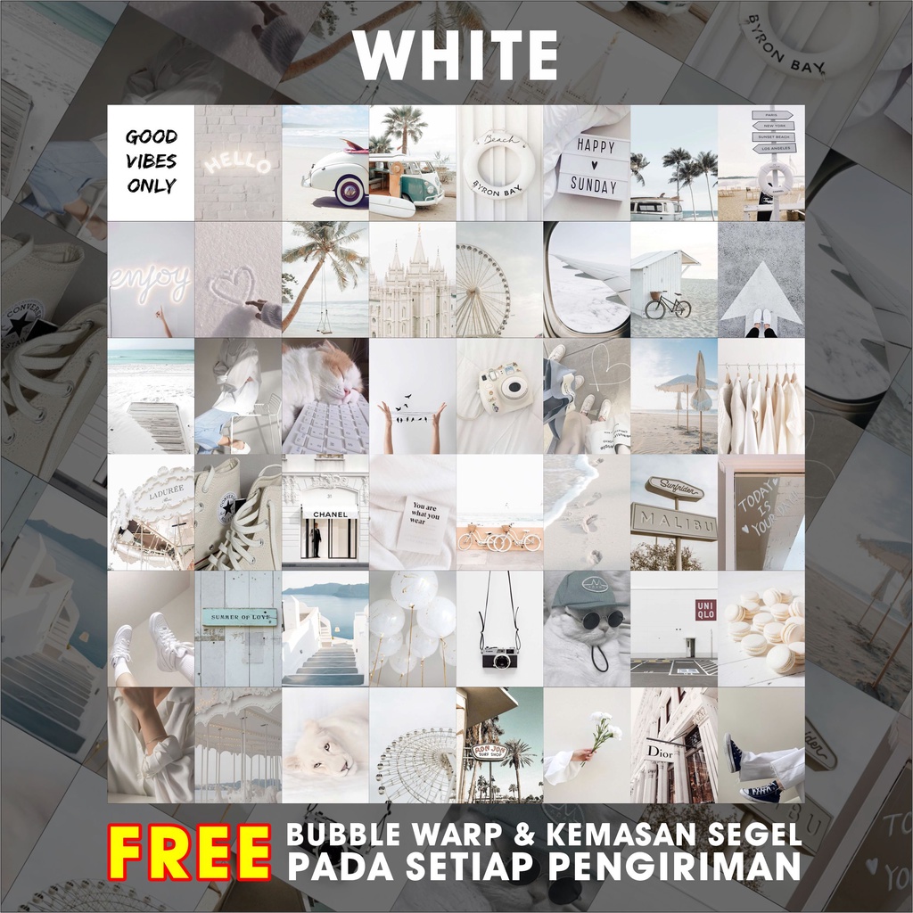 ( 48 PCS ) Poster Dinding Aesthetic Bundle White | Dekorasi Kamar Aesthrtic