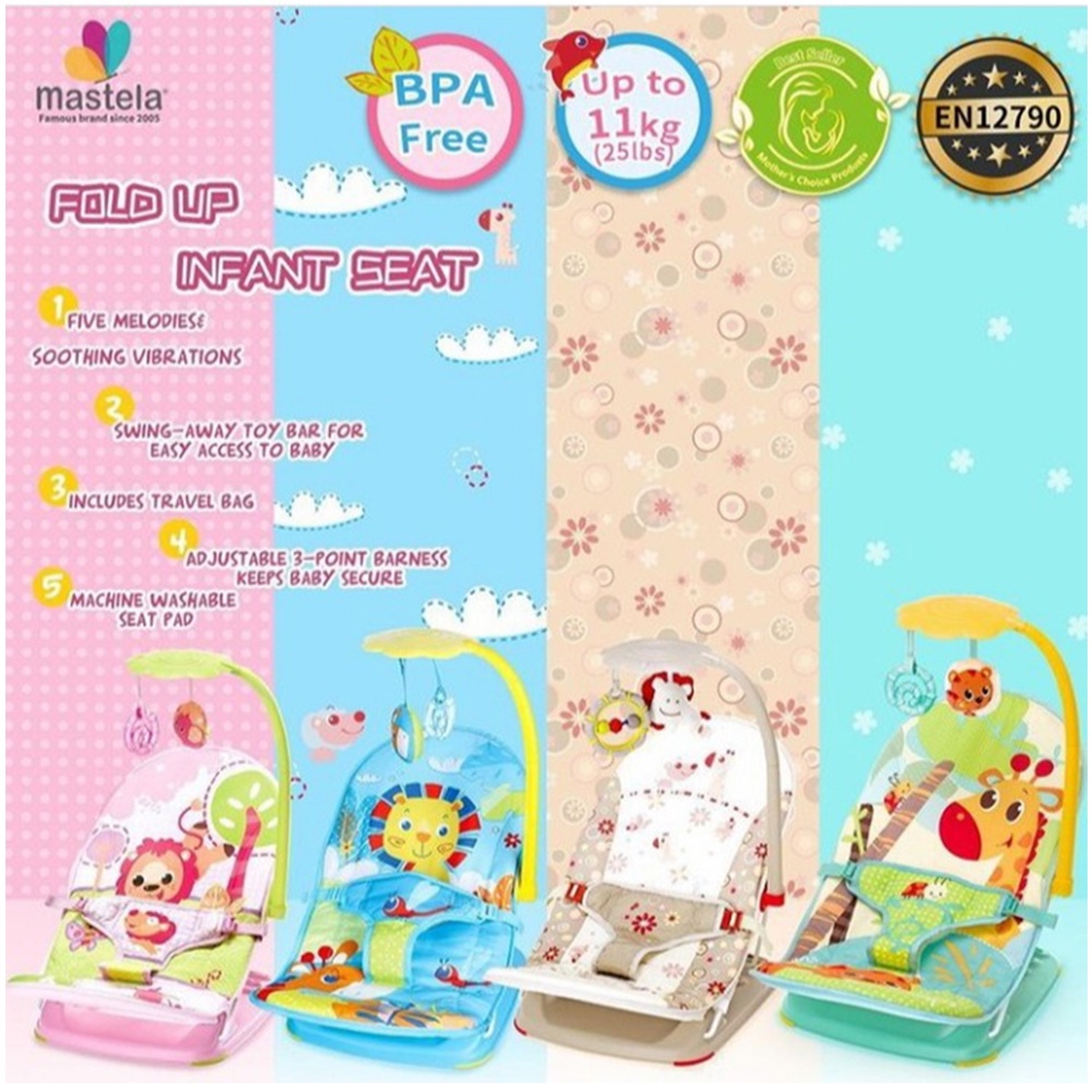Fold Up Infant Seat Mastela Baby Kursi Bayi Getar Mainan Musik