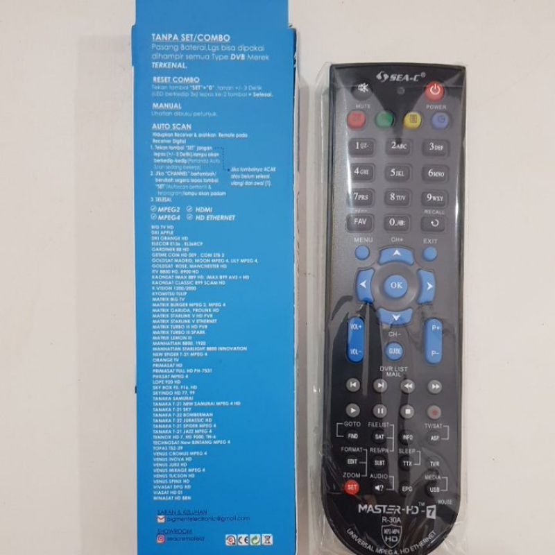 remot SEA-C master HD-7 remote receiver universal TANAKA GOLDSAT K VISION MATRIX VENUS SKY BOX LGSAT