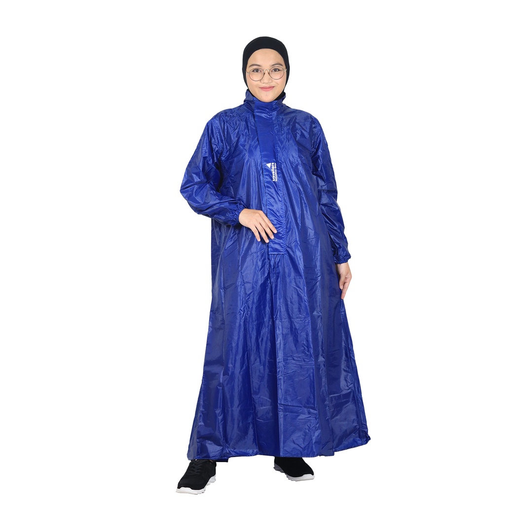 Jas Hujan Syari Jumbo Wanita Blue Series