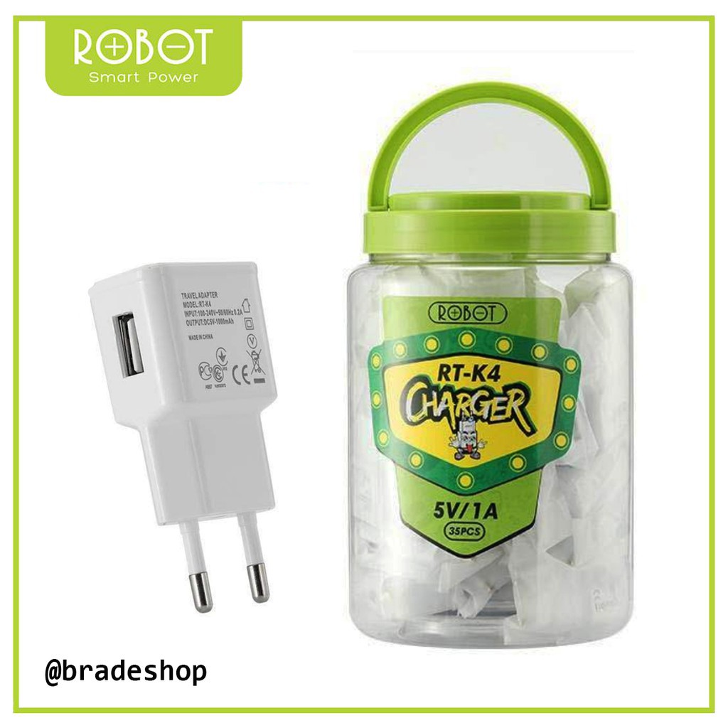 Adapter Charger Robot RT-K4 5V/1A Original Travel Adapter Android dan Iphone