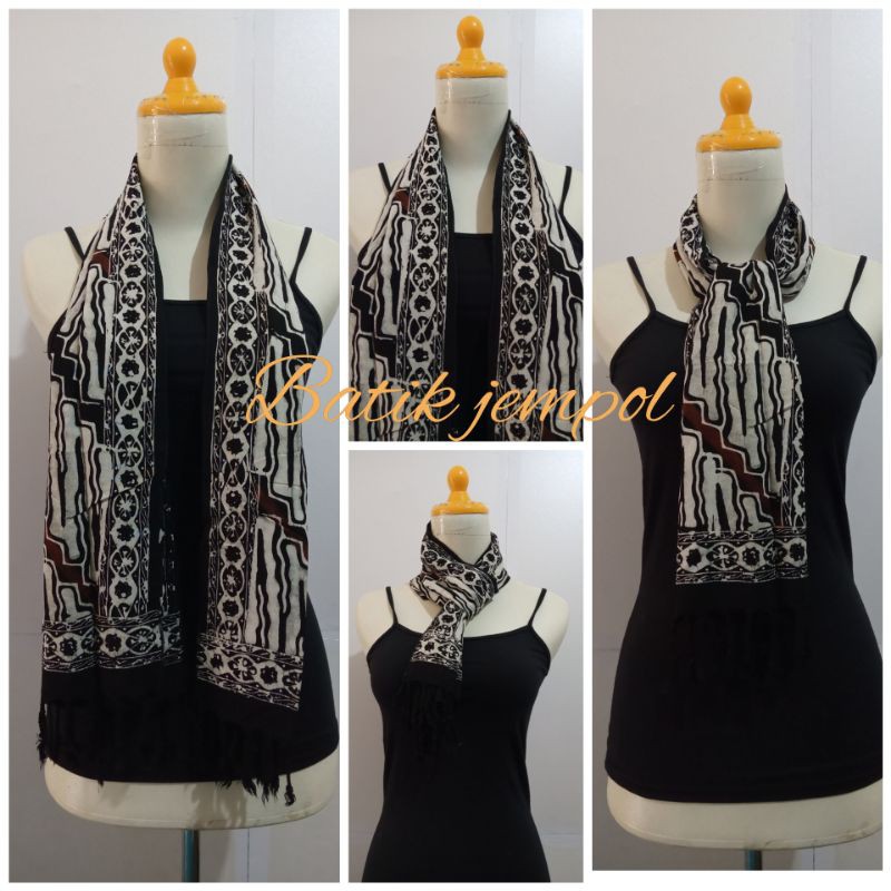 Syal batik halus parang putih