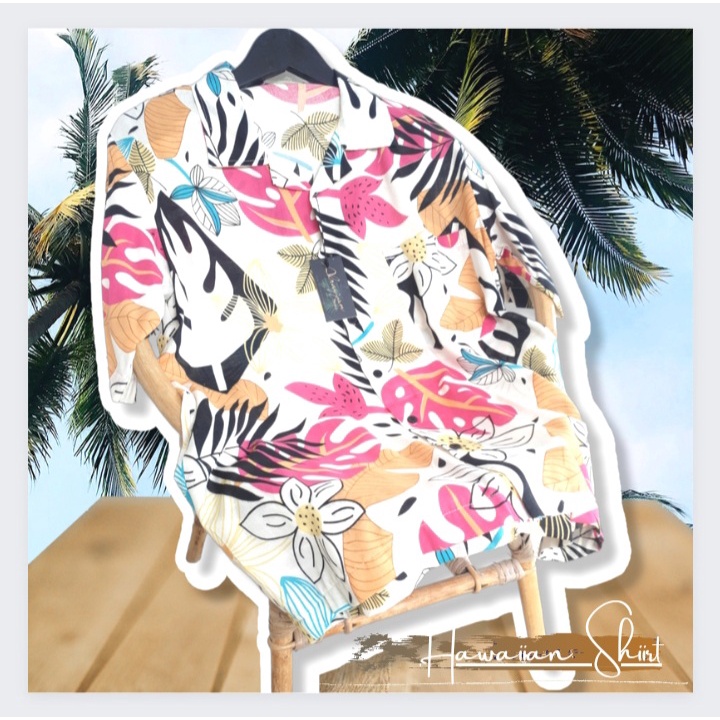 Baju Kemeja Pantai Bali Lengan Pendek Cowok Cewek Motif Bunga Size Jumbo XS S M L XL XXL XXXL XXXXL