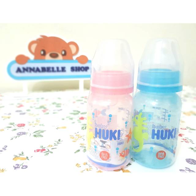 Botol PP baby huki warna 120ml 240ml dot gepeng