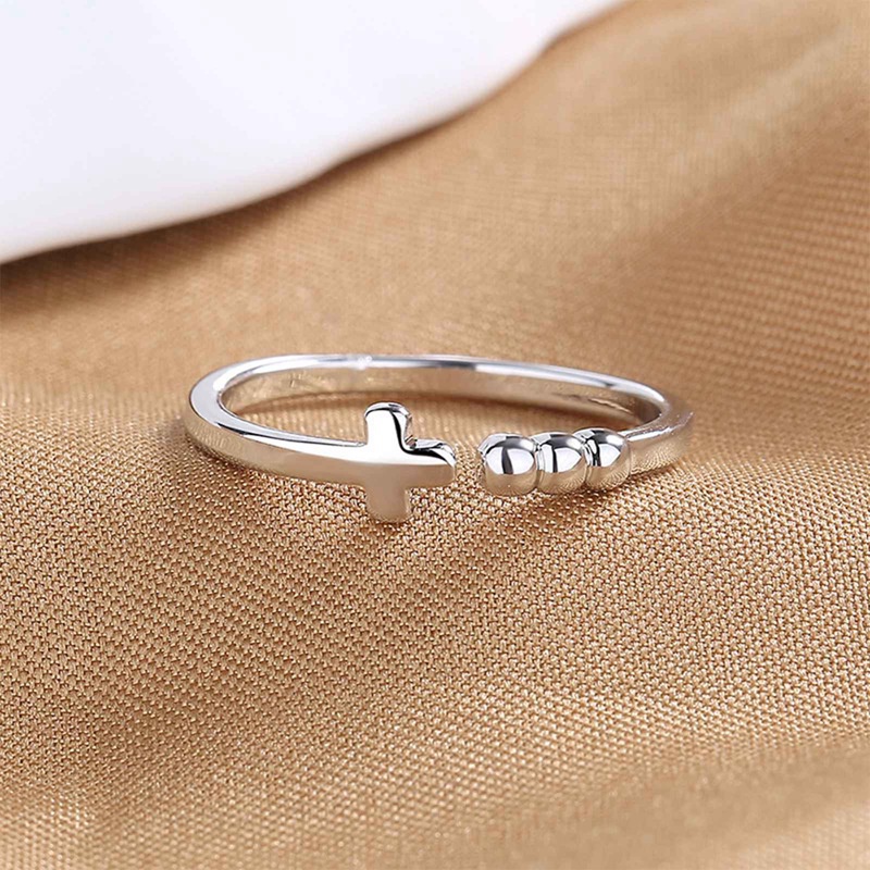 Cincin Sterling Silver 925 Bentuk Salib Untuk Wanita