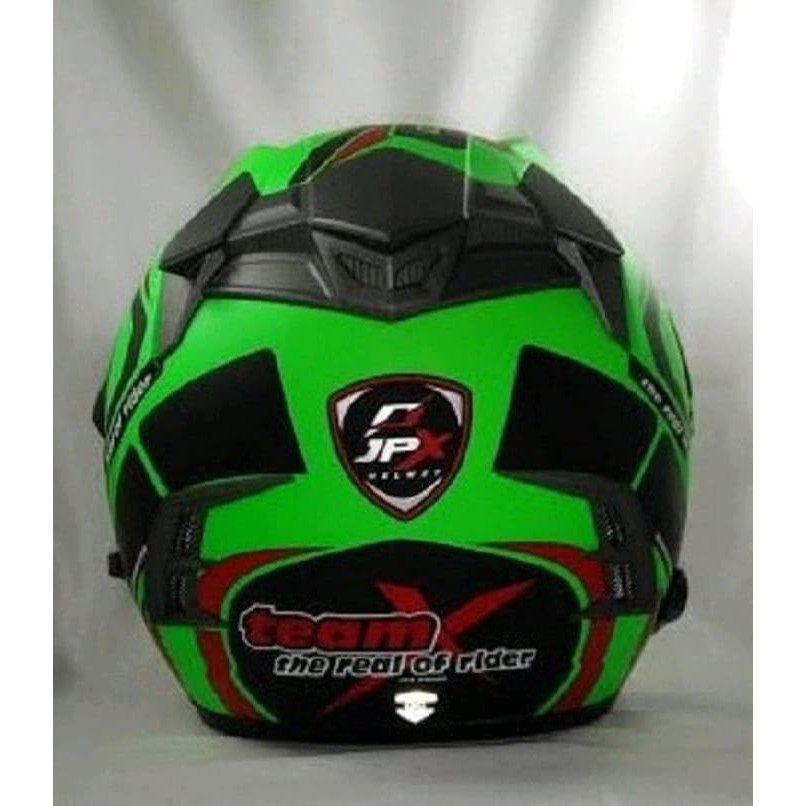 READY Helm Semi cross Jpx Double Visor Motif Xteam warna doof Hijau