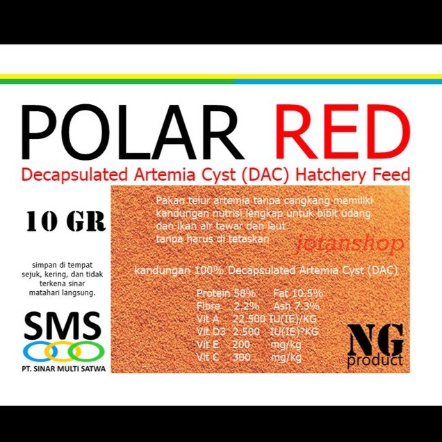 Polared Polar Red Artemia Instant Shell 10gr 10gram 10 gram