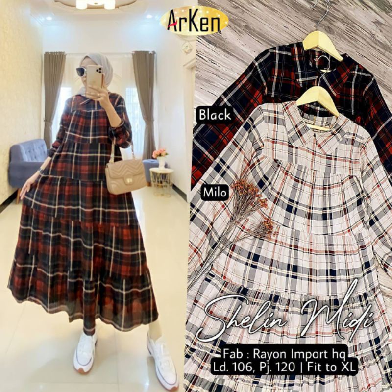 shelin midi dress rayon import hq arken