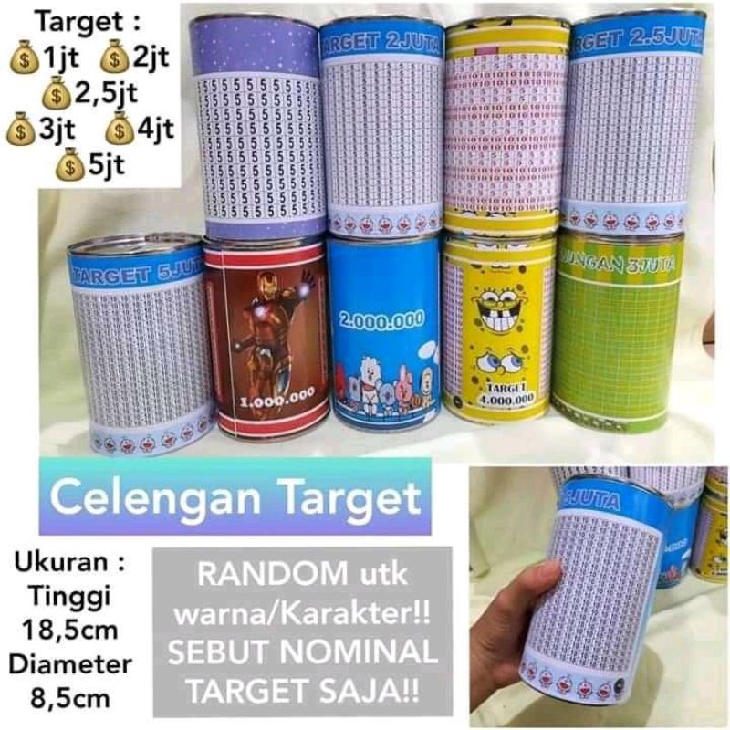 CELENGAN TARGET CELENGAN KALENG BISA DI BUKA DAN DI PAKAI KEMBALI CELENGAN REUSABLE PENYIMPANAN UANG