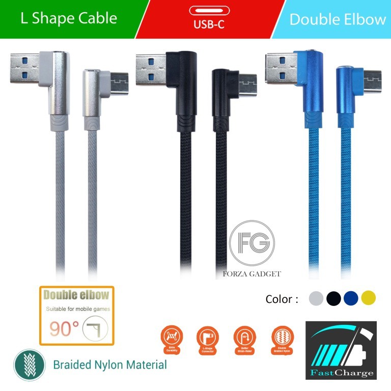 USB-C USB CABLE L-SHAPE 90⁰ / 90⁰ ELBOW / L CABLE ( GAME EDITION )