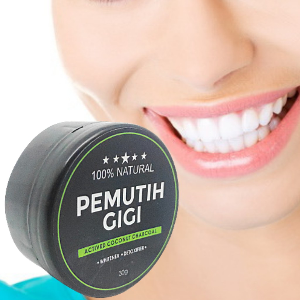 PEMUTIH GIGI Actived Charcoal Powder Halal Atasi Gigi Kuning Ampuh Membersihkan Gigi Kuning