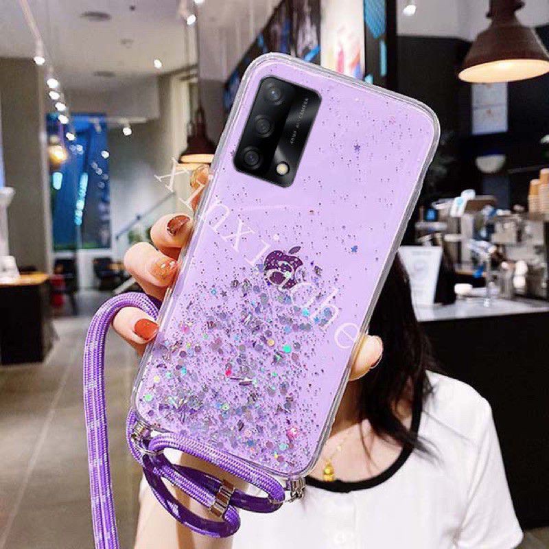 Case Tali Nagita Oppo A16 A54 A55 5G A74 4G A74 5G F19S 2021 Lanyard Glitter Gantungan