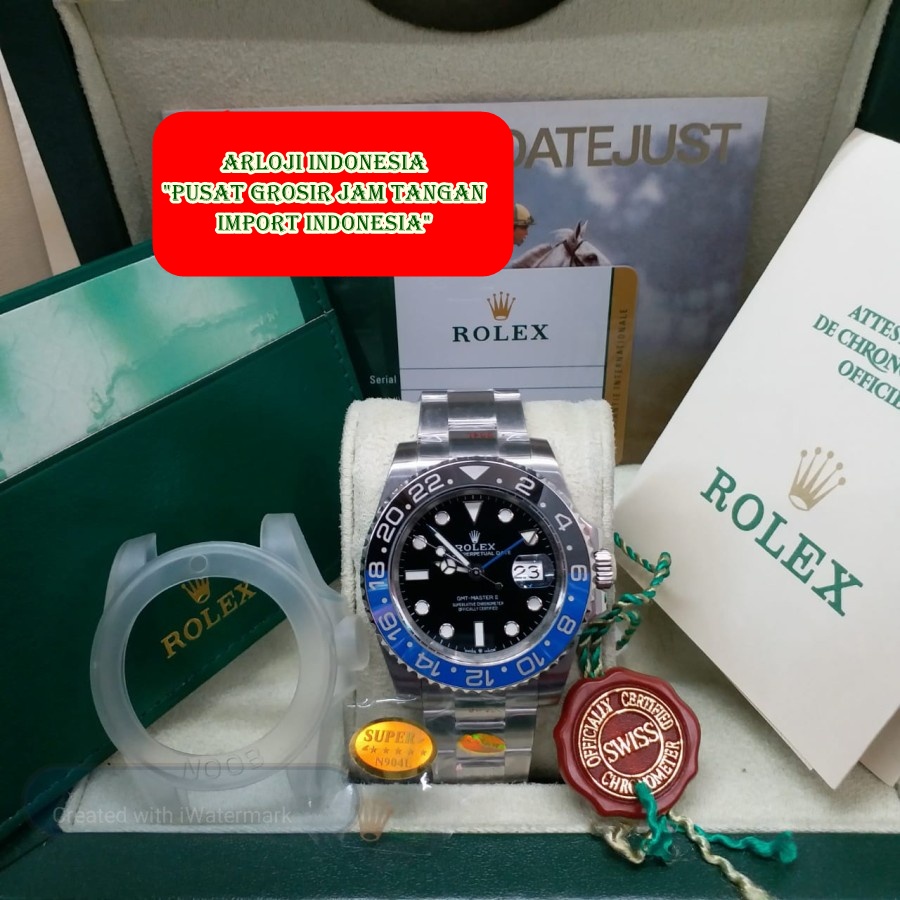 Diskon Jam Tangan Pria ROLEX GMT Master II Oyster Batman NOOB SWISS ETA 1:1 Garansi 1th