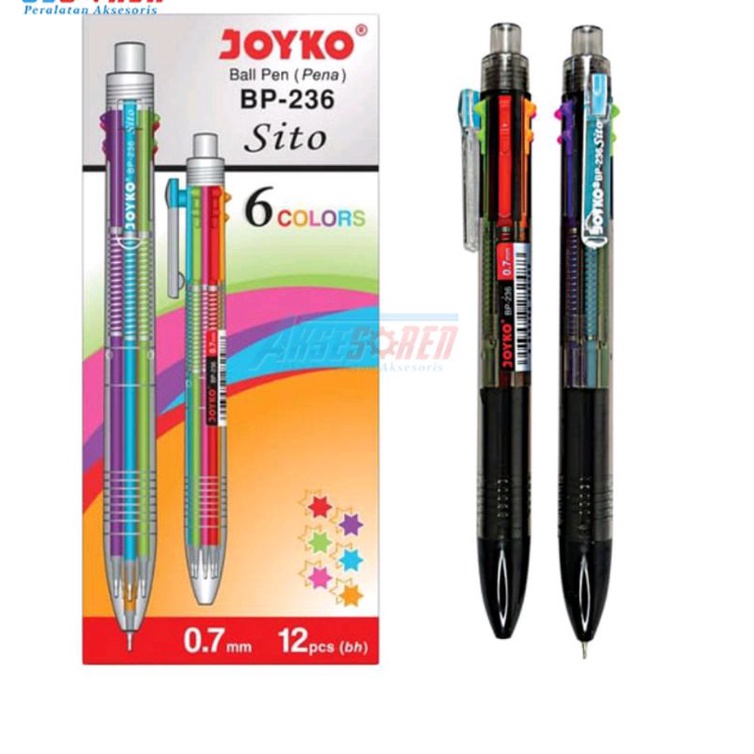 

pulpen joyko Sito 6 warna 0.7 m harga perkotak isi 12 biji