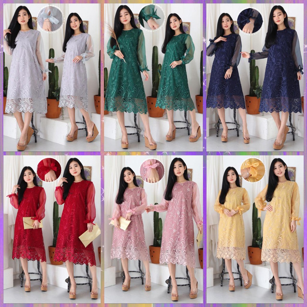 DRESS LENGAN PANJANG MOTIF BUNGA GAYA KOREA DRESS KONDANGAN BRUKAT PENDEK TUNIK WANITA TERBARU 2021