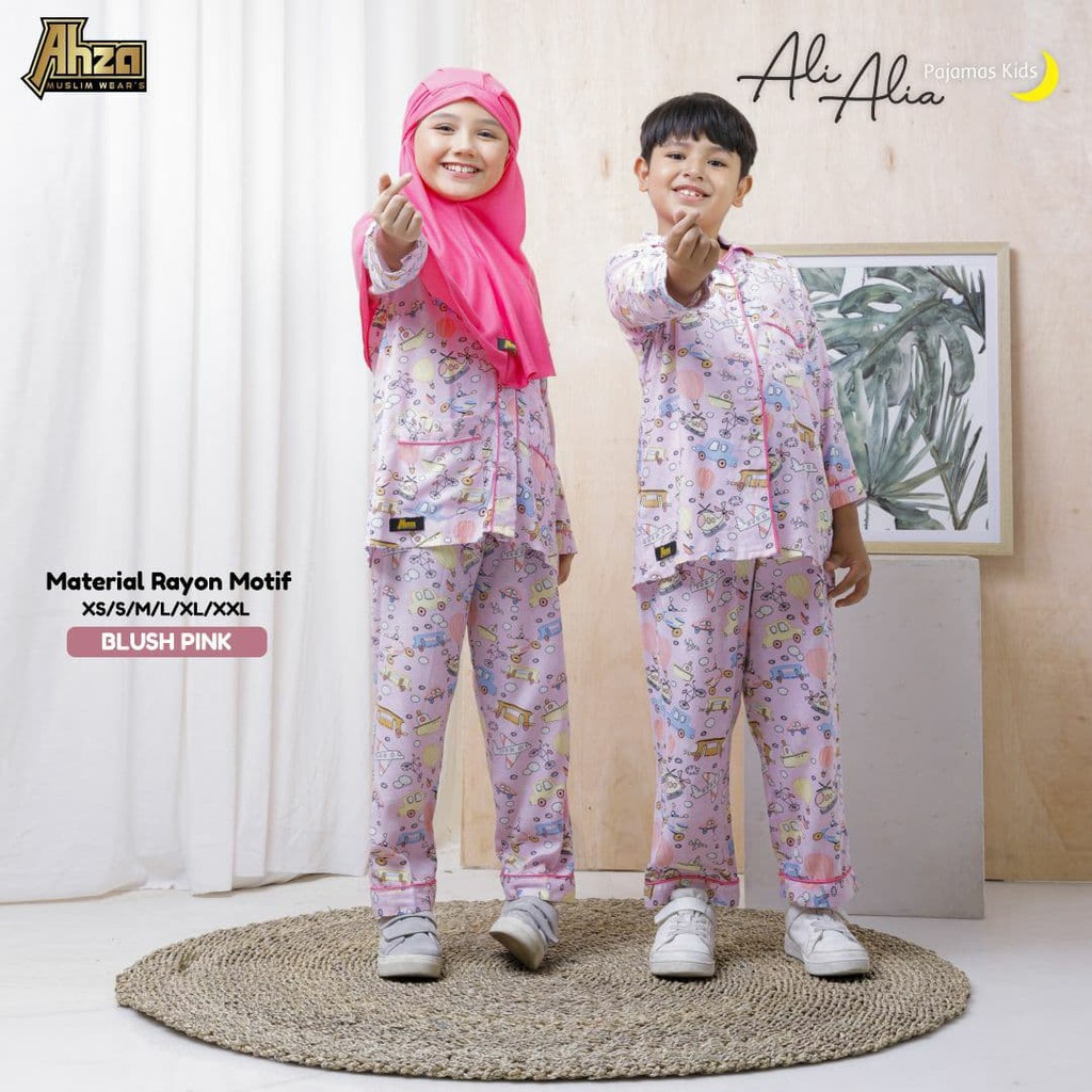 AHZA HEPPIN// Baju Setelan One Set Piyama Baju Tidur Rayon Motif Anak Perempuan LAKI-LAKI Cewek COWO