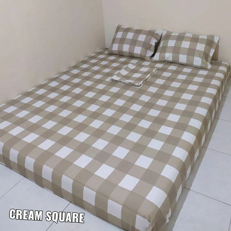 Sprei Katun Halus | Sprei Katun Elbhe Motif EMILY KOTAK | Sprei Kotak-Kotak Aesthetic Super Premium