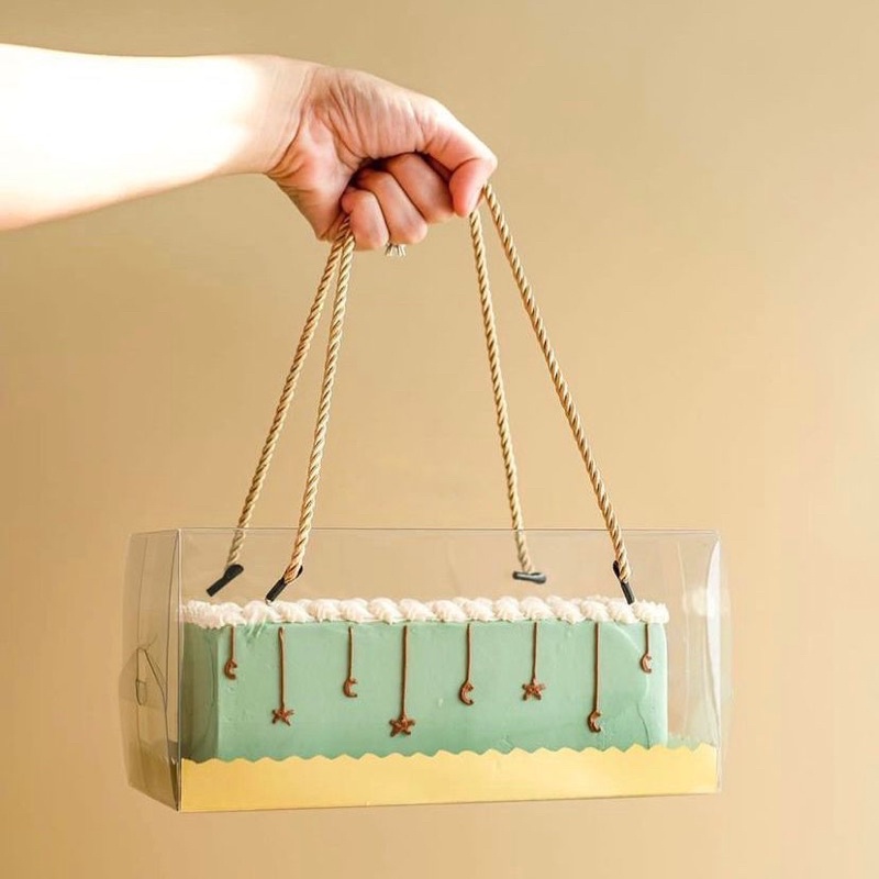 

(MIN 5 PCS) kotak Kue Mika/ box Mika handle box alas GOLD hampers lebaran,korean cake