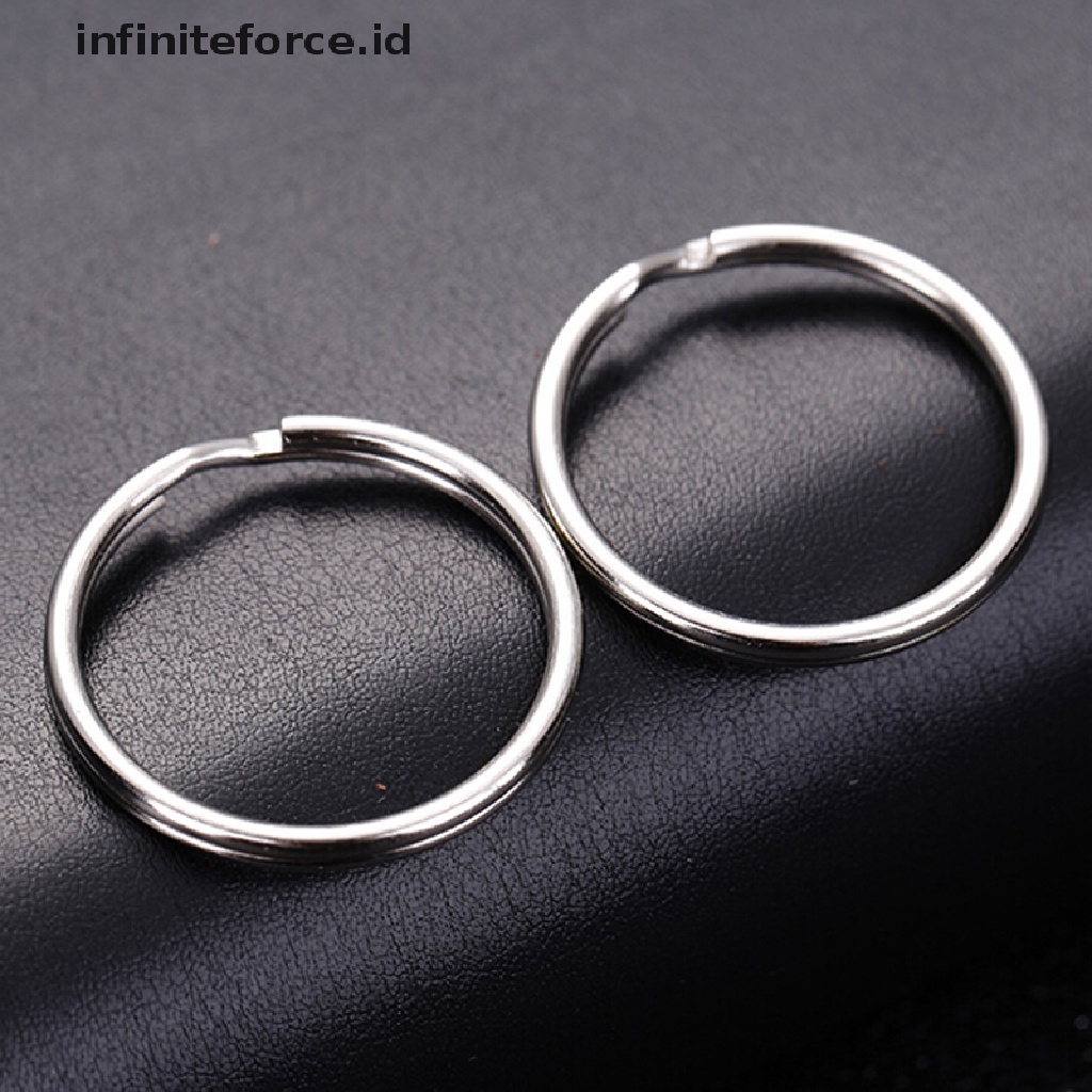 (infiniteforce.id) 50pcs Ring Gantungan Kunci Warna Silver Polished DIY