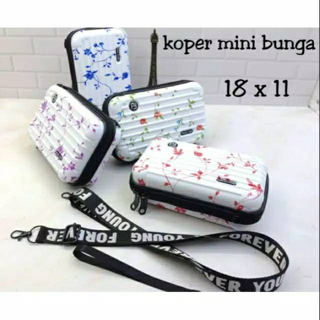 Tas mini koper fy marble flower / motif bunga import