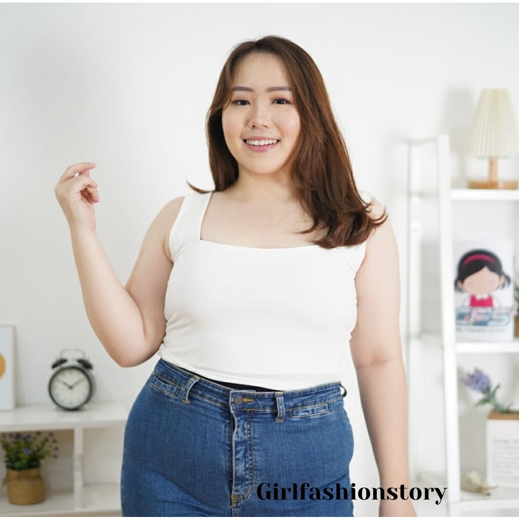 BEFAST - ZFS OOTD Wanita Tanktop IVANA / [PLUS SIZE] SQUARE TANKTOP / Tanktop Jumbo Kasual / Tanktop Daleman Wanita / Atasan Pakain Wanita Sexy / Tanktop Polos / Termurah / Terlaris