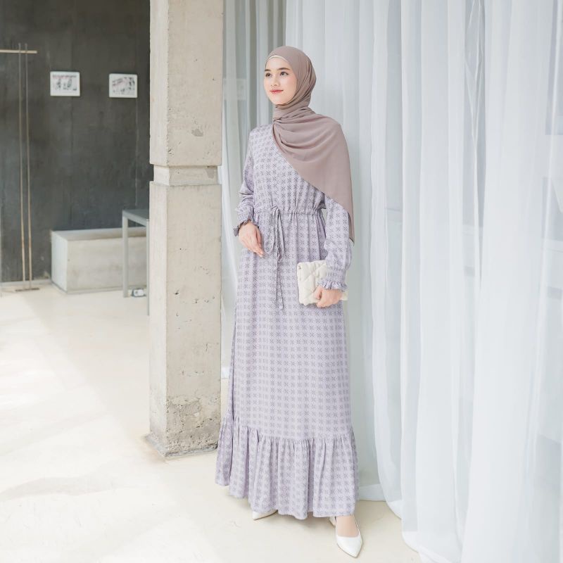 Le Khari Original - Meydina Dress - Gamis Wanita Terbaru - Dress Muslim - Gamis Busui - Gamis Rayon 