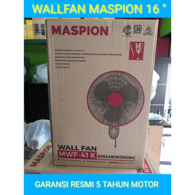 KIPAS ANGIN DINDING WALL FAN MASPION 16 INCH 16 