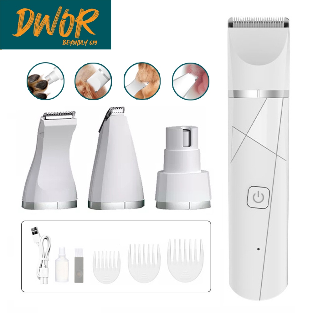 DworBeyondly 4 in 1 Alat Pencukur Bulu Hewan Anjing Kucing Pet Clipper Shaving Elektrik Rechargeable