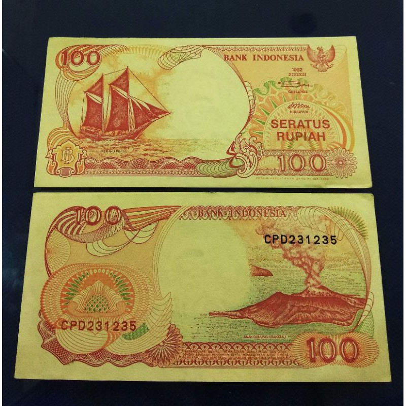 uang kuno 100 rupiah kapal pinisi thn 1992