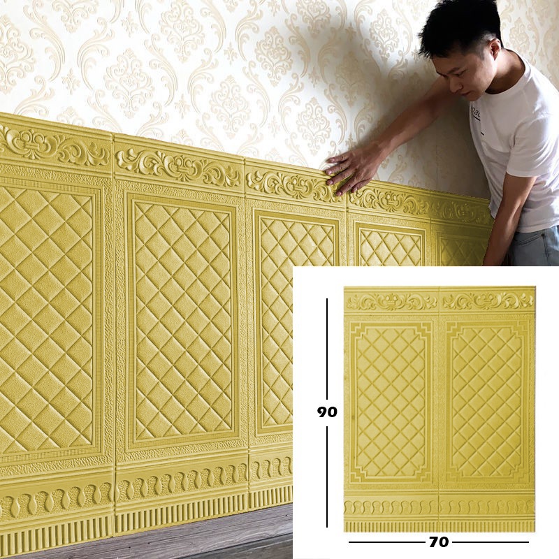 Wallpaper 3D FOAM / Wallfoam Dinding 3D Motif PINTU JATI 70X90 CM-QW-B2 GOLD