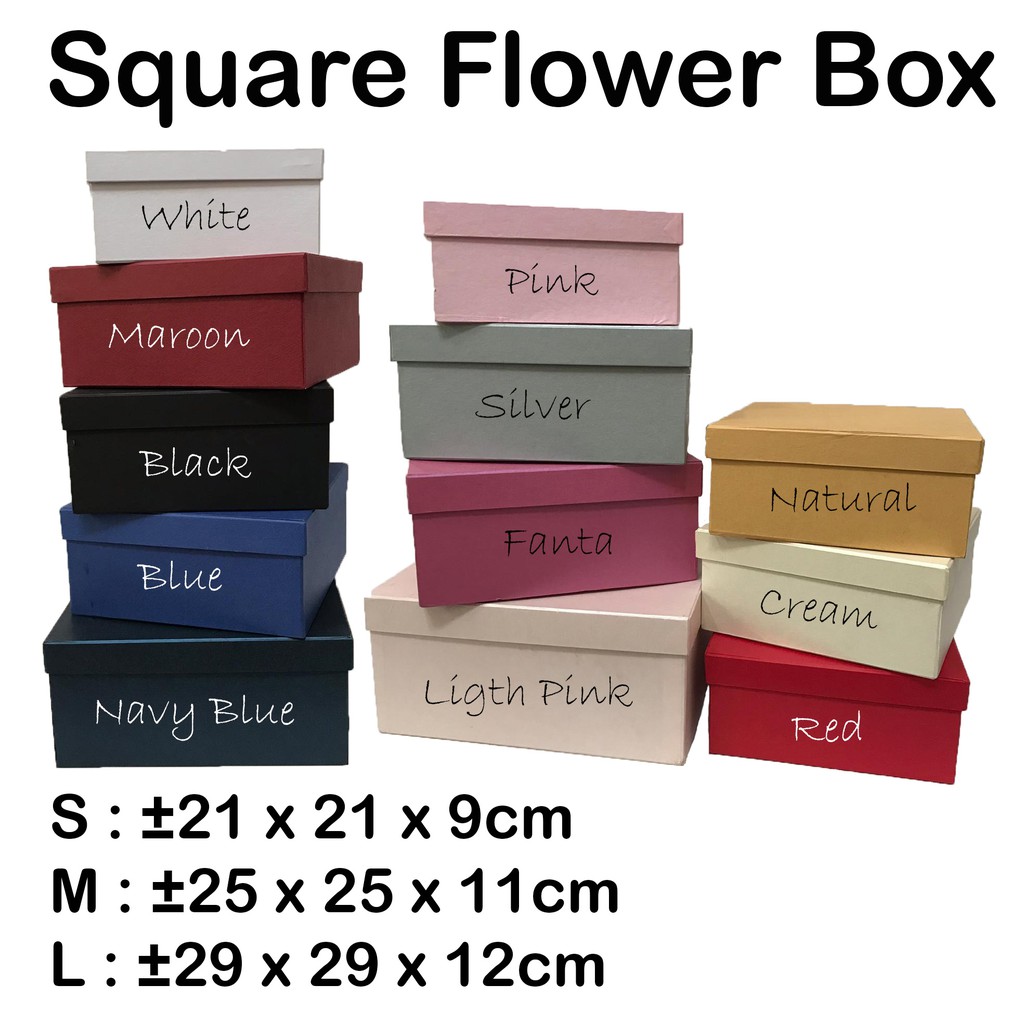 

Square Flower Box S. M. L - Box bunga - Bloom Box - Bos kado -Hampers