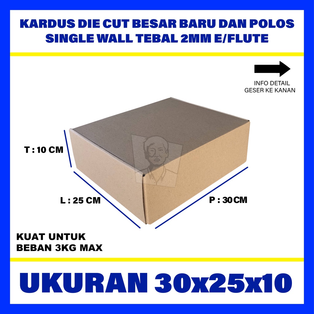 

Kardus Box Karton Corrugated Polos Die Cut Uk 30x25x10