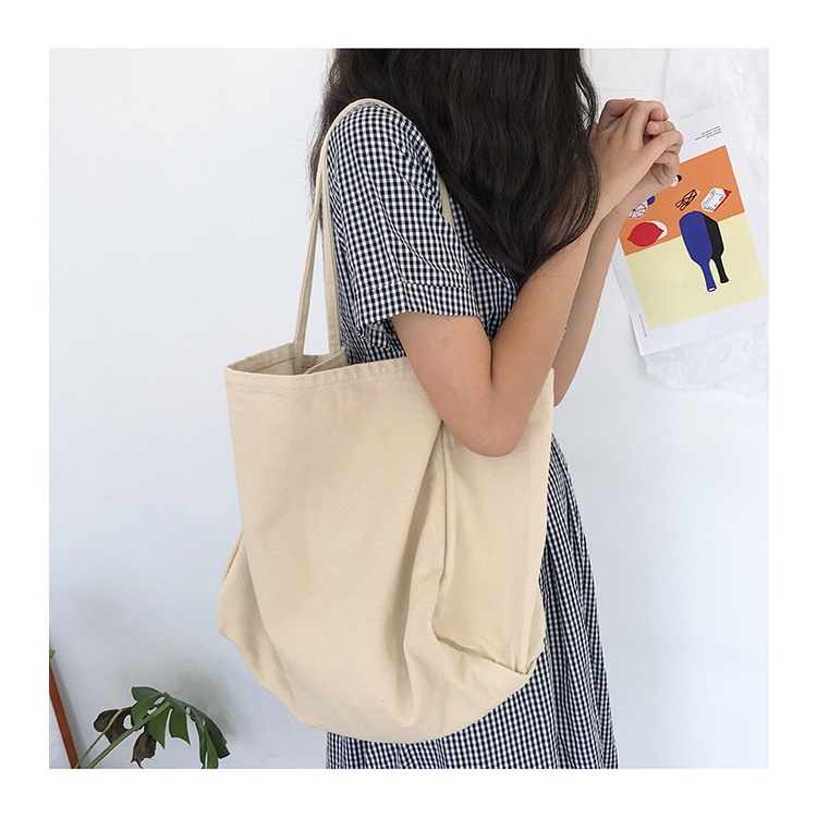 KOREAN TOTE BAG CANVAS POLOS / TAS KOREA KANVAS SIMPLE IMPORT TEBAL